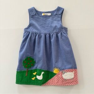 Baby Boden 18-24 Months Baby Girl Corduroy Dress Farm Animals Spring Ducks